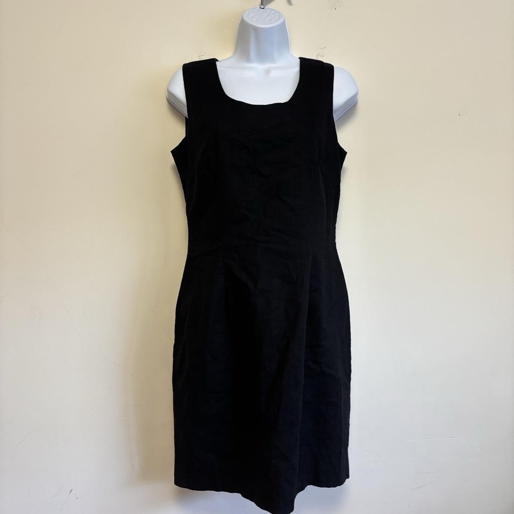Carol Horn Workshop Black Linen Cotton Sleeveless Sheath Dress Size 10